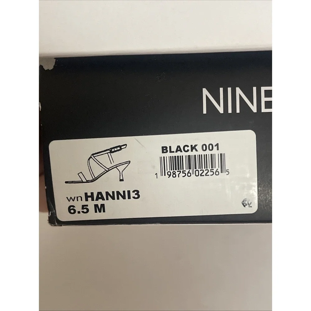 Nine West Womens Hanni Strappy Square Toe Kitten Heel Sandal Black Size 6.5M New